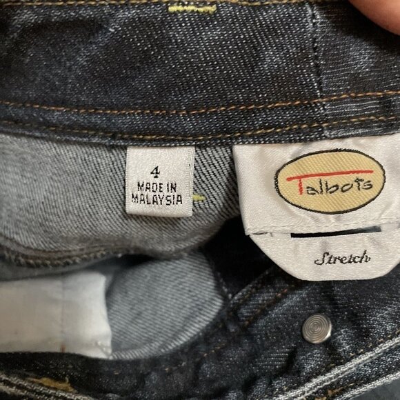 Vintage Talbots Womens Stretch Denim Blue Jean Capris Size 8 Cuffed Selvage Hem - Picture 12 of 15